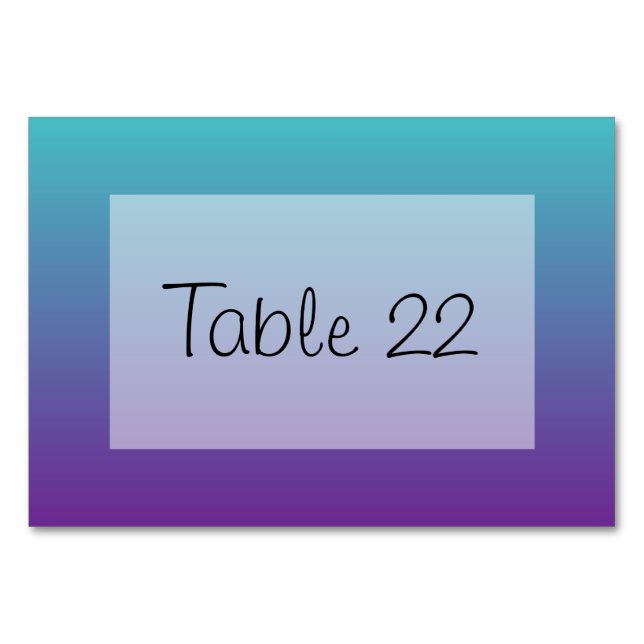 Turquoise Purple Ombre Table Number (Back)