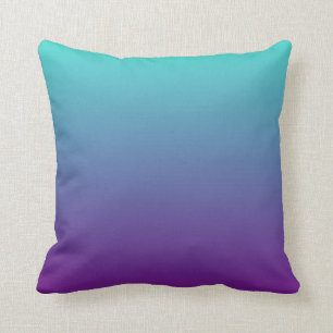 Turquoise Purple Ombre Throw Pillow