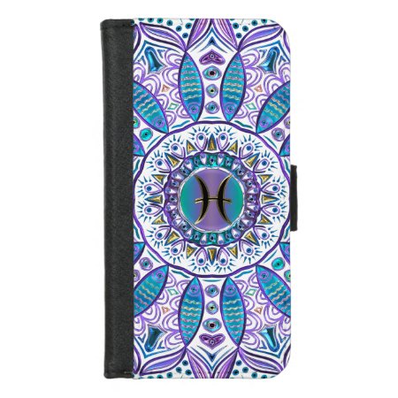 Turquoise Purple Pisces Mandala Iphone Wallet Case