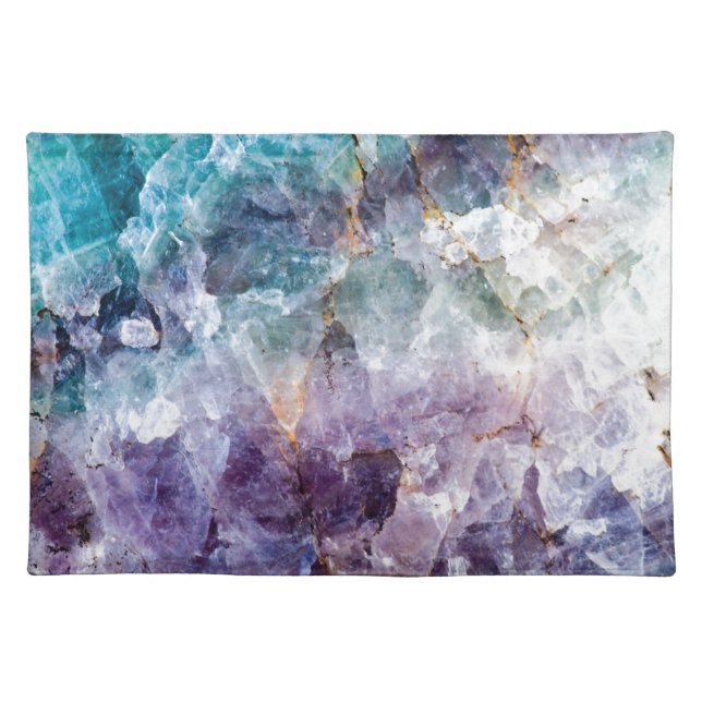 Turquoise & Purple Quartz Crystal Cloth Placemat (Front)