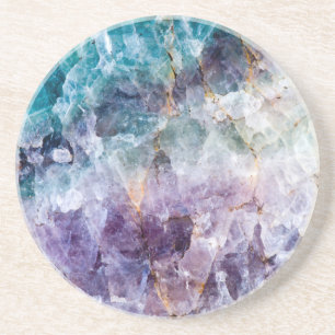 Turquoise & Purple Quartz Crystal Coaster