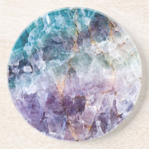 Turquoise  Purple Quartz Crystal Coaster