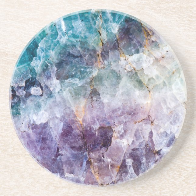Turquoise & Purple Quartz Crystal Coaster (Front)