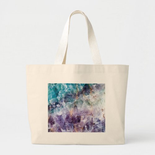 Turquoise  Purple Quartz Crystal Large Tote Bag