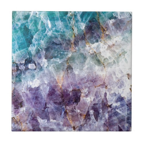 Turquoise  Purple Quartz Crystal Tile