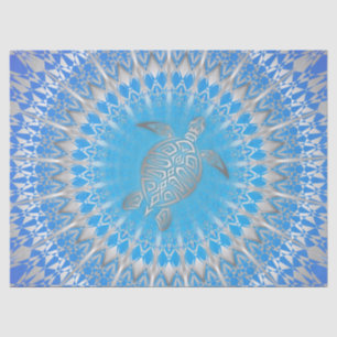 Turquoise Purple Silver Turtle Mandala Tissue Paper