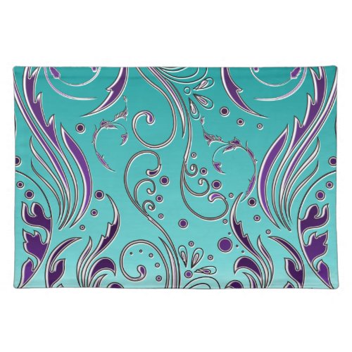 Turquoise Purple swirl Placemat