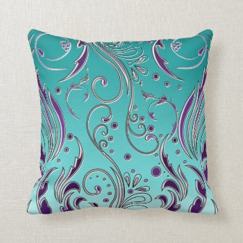 Turquoise Purple Swirl Throw Pillow by MGraphics at Zazzle