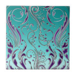 Turquoise Purple Swirl Tile at Zazzle