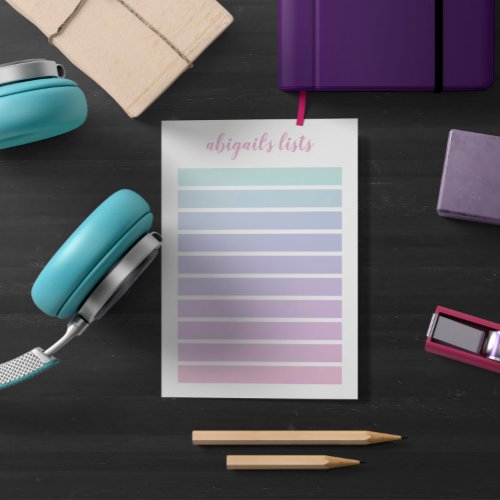 Turquoise Purple Violet Ombre Custom Name Post_it Notes