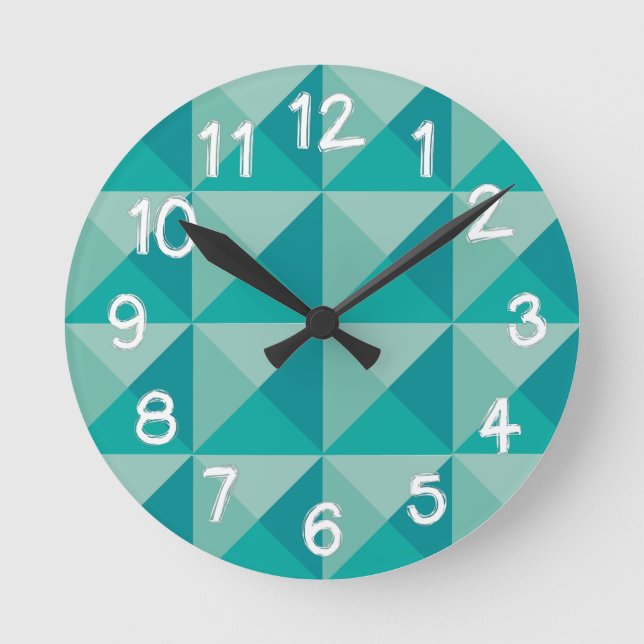 Turquoise Pyramids  Round Clock (Front)