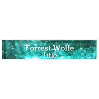 Turquoise quartz mineral nature crystal desk name plate