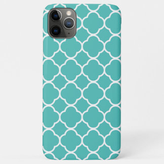 Turquoise Quatrefoil Pattern Print iPhone 11 Pro Max Case