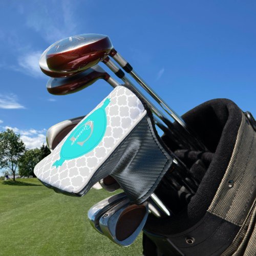 Turquoise Quatrefoil Personalized Golf Head Cover