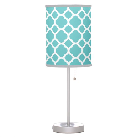 Turquoise Quatrefoil Table Lamp (Left)
