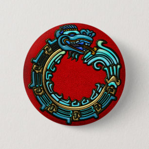 Turquoise Quetzalcoatl Button