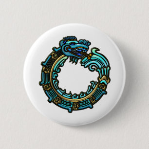 Turquoise Quetzalcoatl Pinback Button