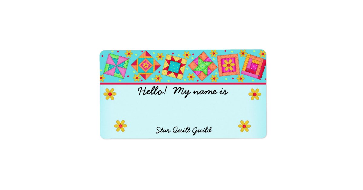 Turquoise Quilt Blocks Quilters Name Tag Zazzle