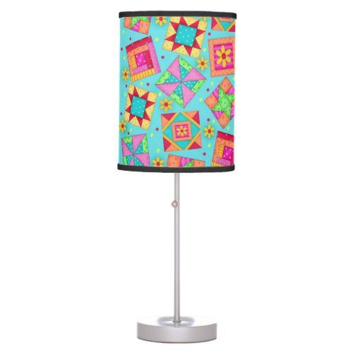 Turquoise Quilt Patchwork Blocks Decor Lighting Table Lamp