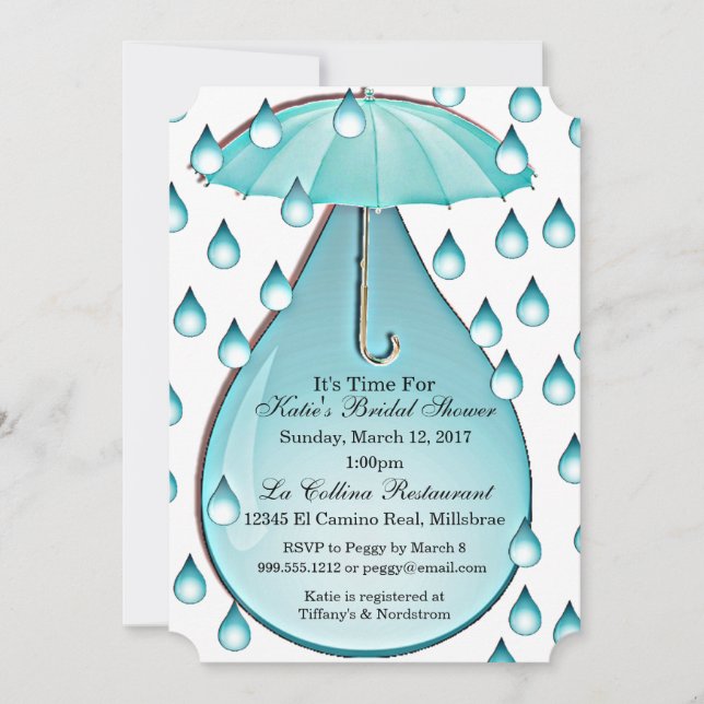 Turquoise Raindrops Bridal Shower Invitation (Front)