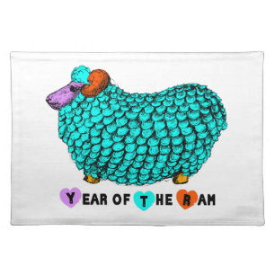 Turquoise Ram Chinese Year Zodiac Placemat