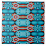 Turquoise Red Abstract Pattern Tile at Zazzle
