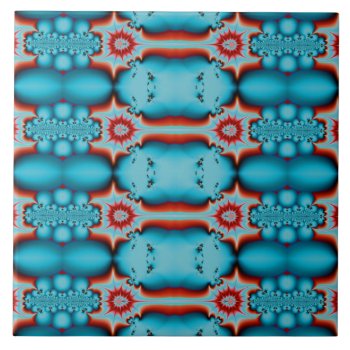 Turquoise Red Abstract Pattern Tile by ColorfulPatternGifts at Zazzle