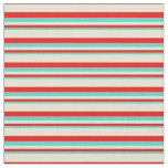 [ Thumbnail: Turquoise, Red, and Beige Colored Lines Fabric ]