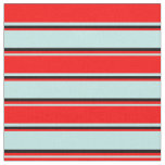 [ Thumbnail: Turquoise, Red & Black Colored Stripes Fabric ]