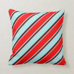[ Thumbnail: Turquoise, Red & Black Colored Stripes Pillow ]