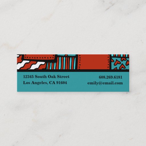 Customizable Turquoise Red Black High Fashion Boutique Designer Business Card