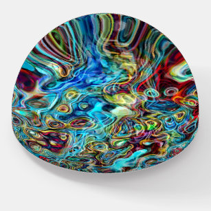 Turquoise Red Blue Green Yellow Waves Art Pattern Paperweight