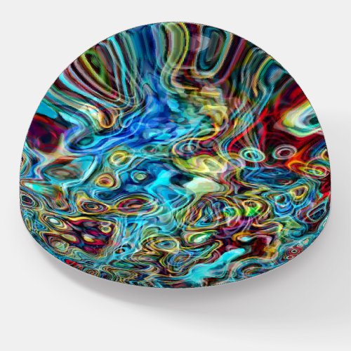 Turquoise Red Blue Green Yellow Waves Art Pattern Paperweight