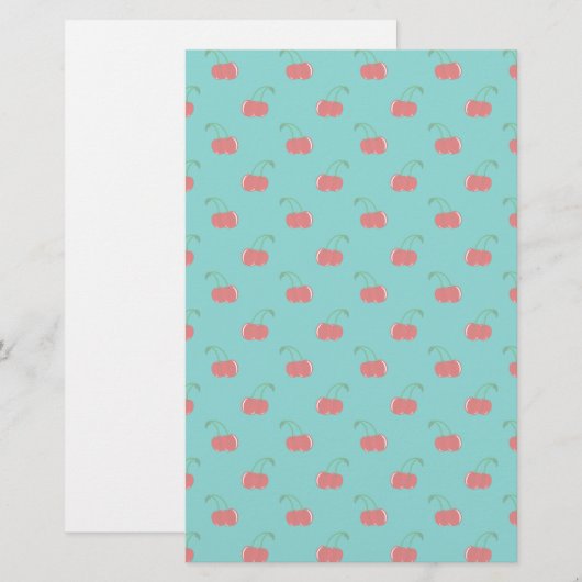 Turquoise red cherry pattern (Front/Back)