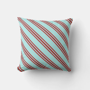 Turquoise & Red Colored Pattern of Stripes Pillow