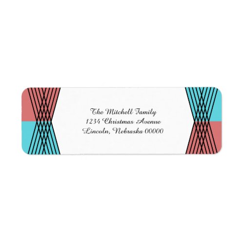 Turquoise Red Colorful Deco Address Labels