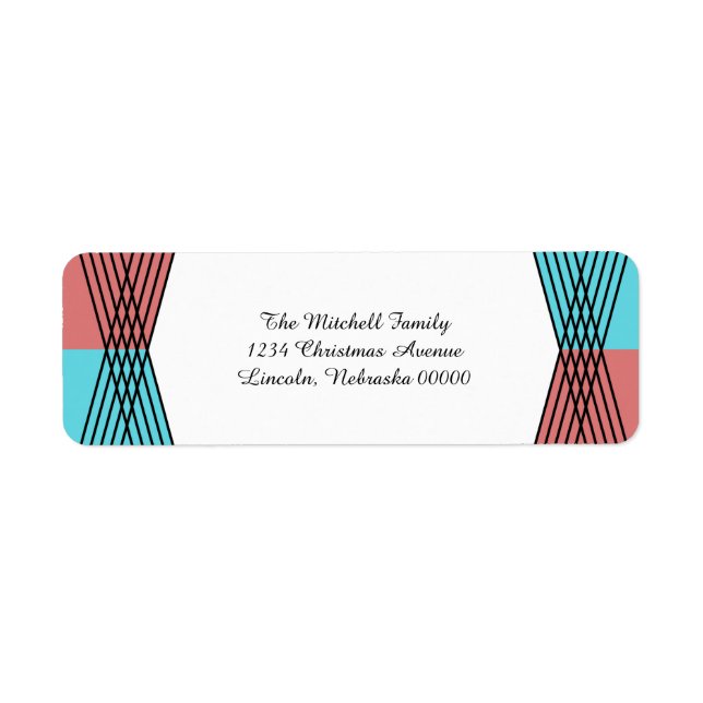 Turquoise Red Colorful Deco Address Labels (Front)
