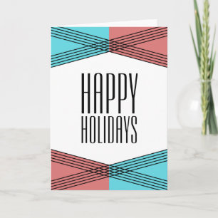 Turquoise Red Colorful Deco Holiday Card