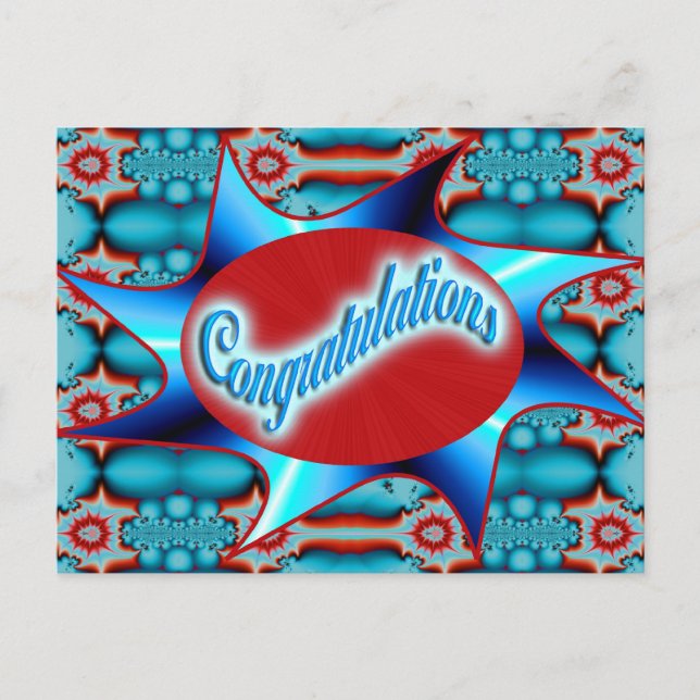 turquoise red congratulations postcard (Front)