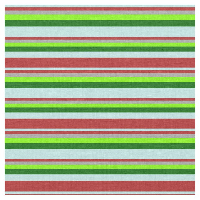 Turquoise, Red, Dark Gray, Chartreuse & Dark Green Fabric (Close Up)