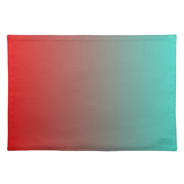 Turquoise Red Ombre Cloth Placemat (Front)