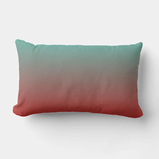 Turquoise Red Ombre Lumbar Pillow (Front)