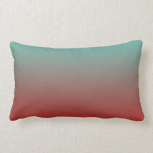 Turquoise Red Ombre Lumbar Pillow