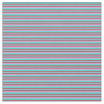[ Thumbnail: Turquoise, Red & Plum Colored Lined Pattern Fabric ]