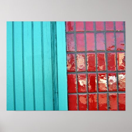 Turquoise Red Poster
