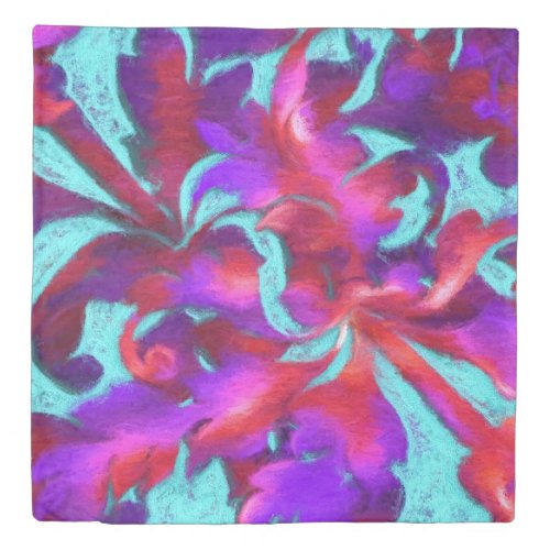 Turquoise Red Purple Bold Chalk Damask Duvet Cover