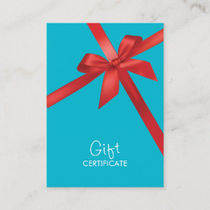 Turquoise Red Ribbon Wrapping Gift Certificate