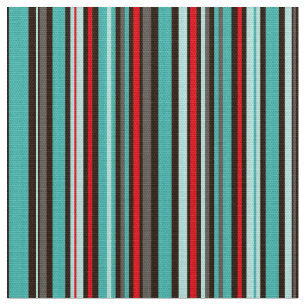 Turquoise Red Stripe Coordinate for Starburst Fabric