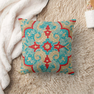 turquoise red throw pillow