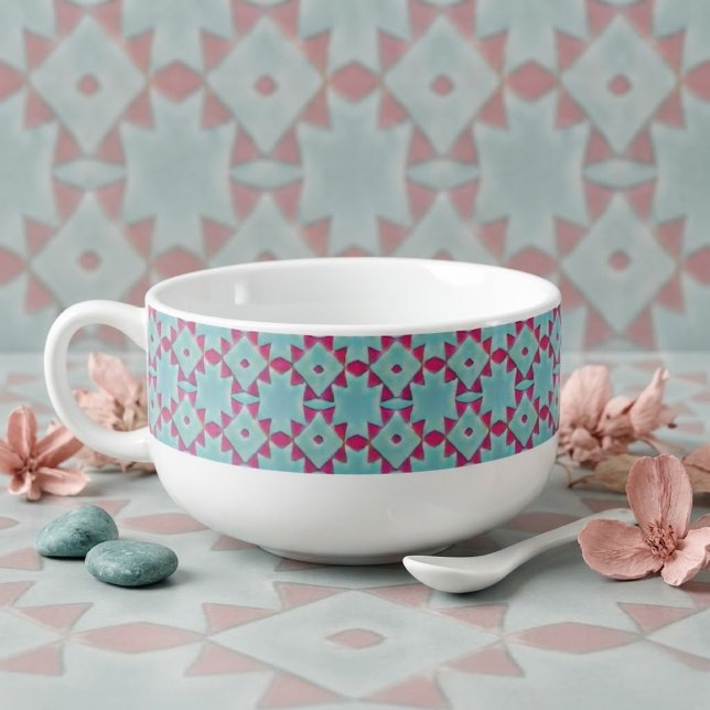 Turquoise & Red Weathered Southwest Soup Mug (Creator Uploaded)